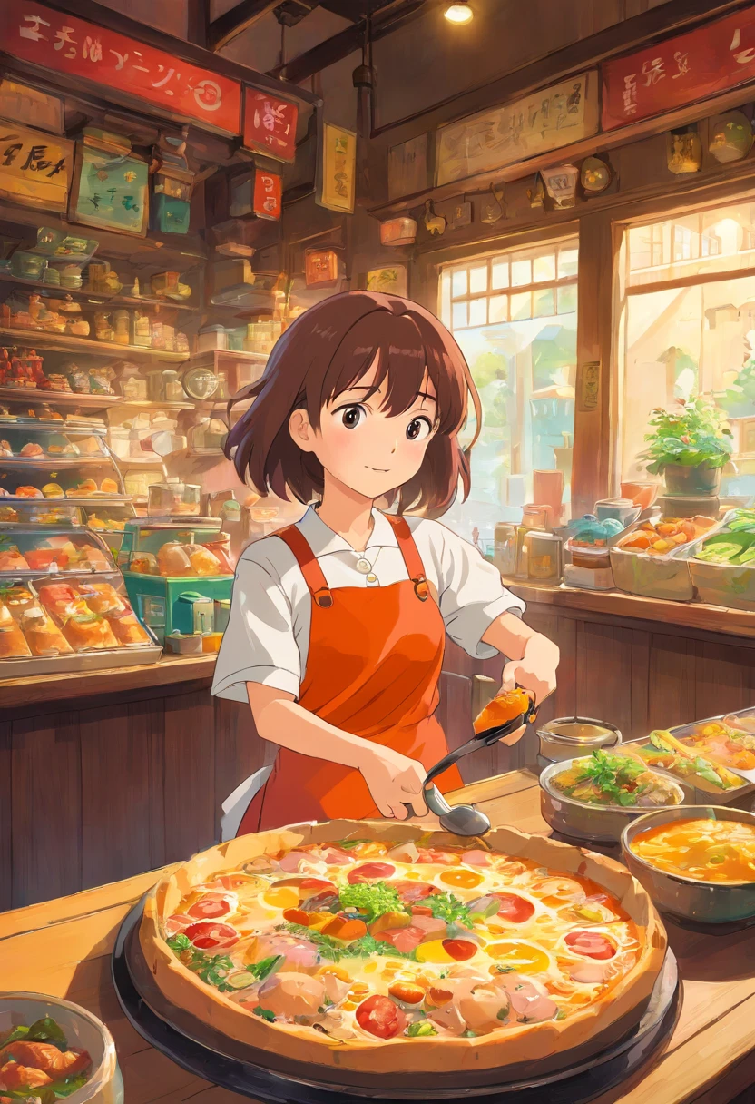 A week's work and rest data visualization poster,Color is colorful,Flat style girl illustration character,The screen has wake up,Have a meal,Look at your phone,Shopping