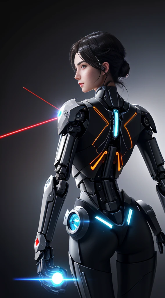 (1.5), (1. Mechanical Girl: 1.5), whole body, alone, Narrow waist, Thick thighs, (Mechanical joint: 1.2), (Mechanical Limbs: 1.1), (Blood vessels connected to tubes), (Mechanical vertebrae attached to the back), (A mechanical neck attached to the neck), armored light, Mecha Head Mirror, (Glowing Arms: 1.5), (laser eyes: 1.5), Expressionless,, color, High resolution, Ray Tracing, NVIDIA, Super Resolution, unreal 5, Scattered beneath the surface, PBR Textures, Post-processing, Anisotropic Filtering, Depth of written boundary, Maximum sharpness and sharpness, Three-part method, 16k raw, (glowing particles: 1.4), Highly detailed CG, Unity 8k wallpaper, 3D, Cinematic Lighting, lens halo, reflection, Sharp focus, Cyberpunk art, Realistic, Highly Detailed CG figure, Very delicate and beautiful, Cinematic Light, (Realistic:1.5), (Dark Background: 1.5), Dynamic Angle, masterpiece, highest quality, Hyper Detail, figure, Detail Light, dramatic_Shadow,顔のShadow, Additional details, Top performance, (Browsing Caution:0.5)