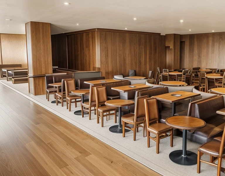 there is a long table with many chairs in a restaurant, restaurant interior photography, by Sam Black, by derek zabrocki, by William Berra, by Austin English, by Dennis Flanders, by Reuben Nakian, a wide full shot, bo chen, by Jon Coffelt, a digital rendering, by Edward Avedisian, by Matt Cavotta