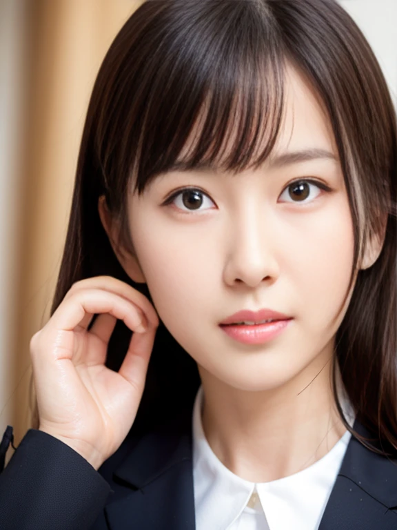A Japanese woman in a Self-Defense Force uniform salutes to the camera,whole body、 Very beautiful face, Beautiful girl model, Very beautiful face, Beautiful and delicate face, Sharp beautiful face, Attractive beautiful face, gorgeous and attractive face, A lovely and delicate face, Beautiful model girl, Beautiful realistic face, Realistic beautiful face