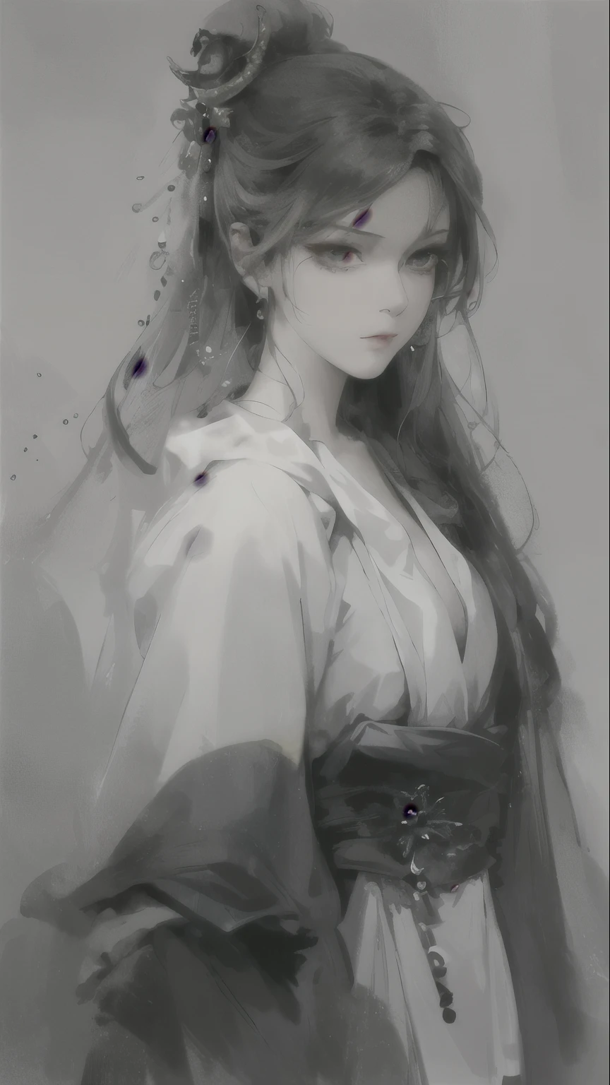 Close-up of a woman with white hair and a white mask, Beautiful character drawings, Gweitz, artwork in the style of Gweitz, White-haired God, by ヤン・J, Magnificent and elaborate character art, Amazing character art, By Phan Chi, By Wujun Shifan, Gweitz on pixiv artstation