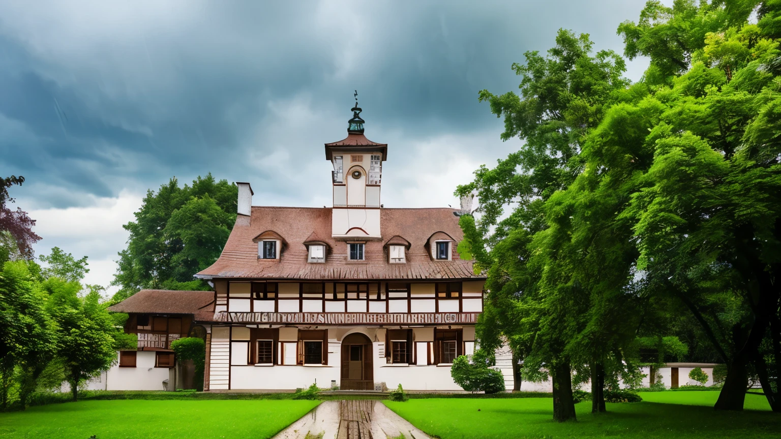 Chopin's Hometown、An old but charming house、Surrounded by greenery、rain