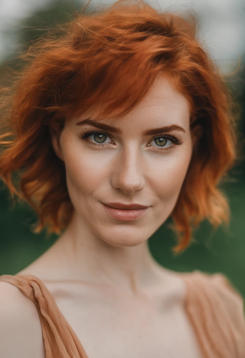 photo portrait de 26 ans.O red-haired woman, visage naturel parfait, joli maquillage naturel, gros seins, corps mince, peau naturelle, 8k euh, high quality, Grain du film,