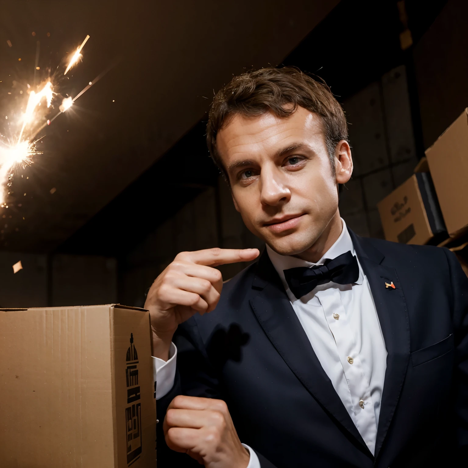 You have to create an image of Emmanuel Macron in a box ring being hit by Kilian Mbappé