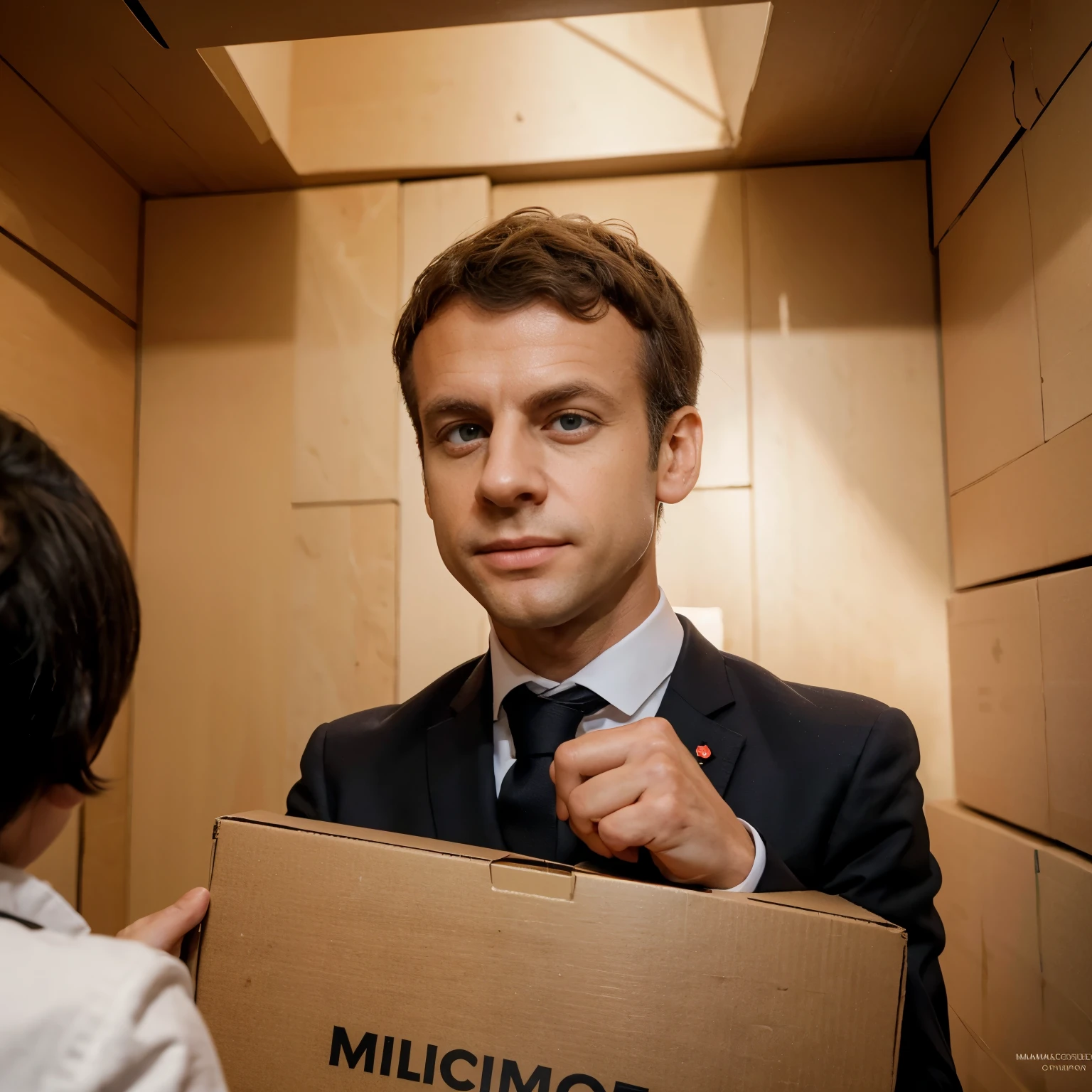You have to create an image of Emmanuel Macron in a box ring being hit by Kilian Mbappé