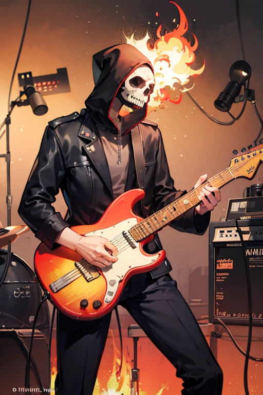 Skull, Death Rock, Electric Guitar, Hell