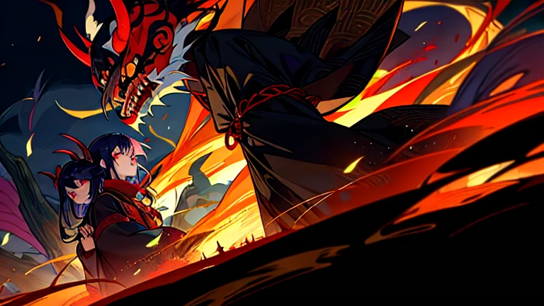 "Hyakki Yagyo" or "Night Parade of One Hundred Demons" is a Japanese folklore phenomenon where supernatural creatures such as yokai, demons, and ghosts form a procession and walk through the night. This event is said to strike fear into the hearts of those who encounter it, and meeting the procession at night is considered inauspicious,(Side angle))