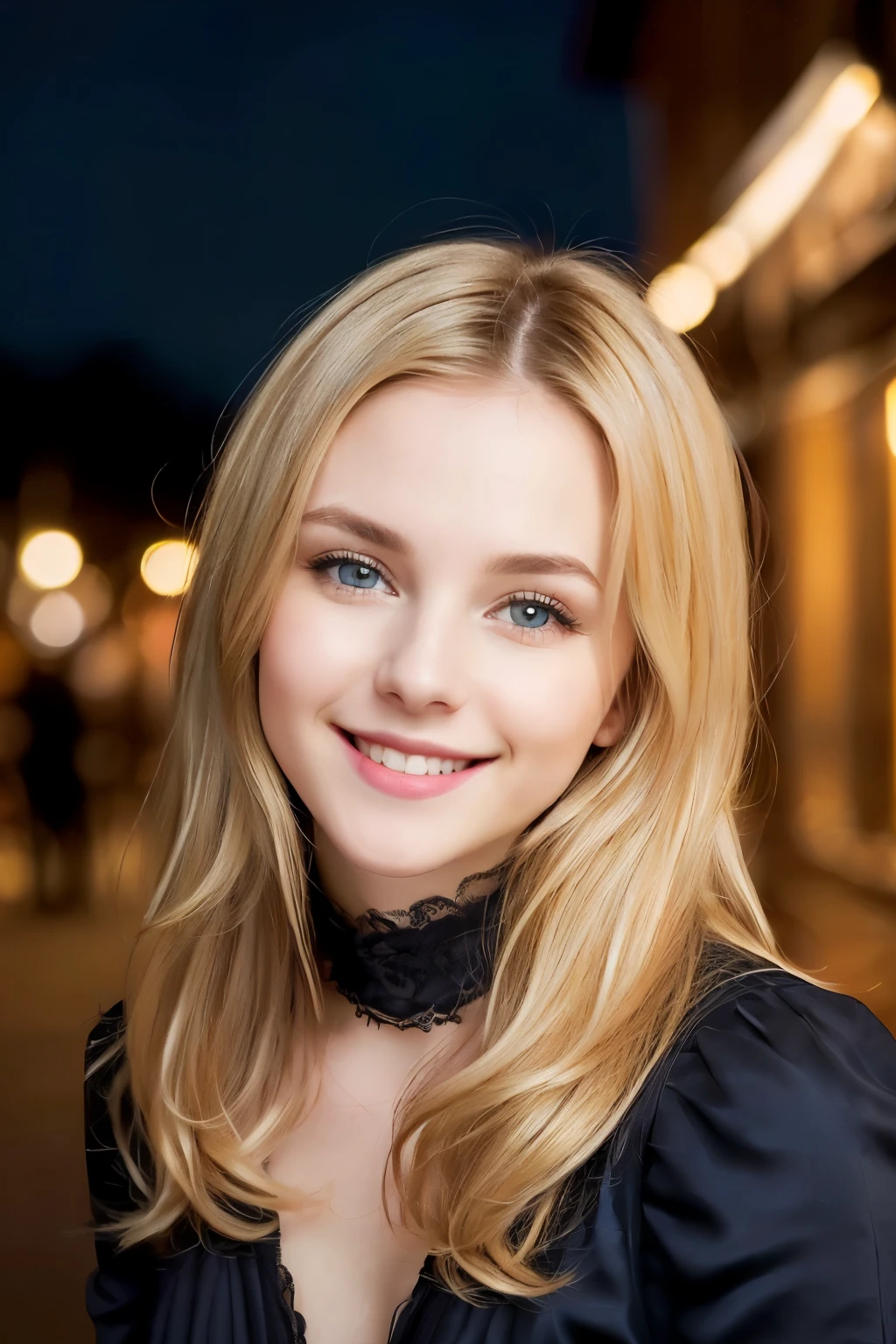 ((One Woman))、Full body photo、(((Fully grown Russian girl, Dress modestly, gorgeous bright blonde hair, cute humble smile))), (((Night lighting))), (((sexy, fascinating angle))), ((( Very detailed, Perfect Eyes, Lifelike))) , Smooth, palm, Blue sky, (( Vector art )) , 32k --no ((Browsing Caution, cute))