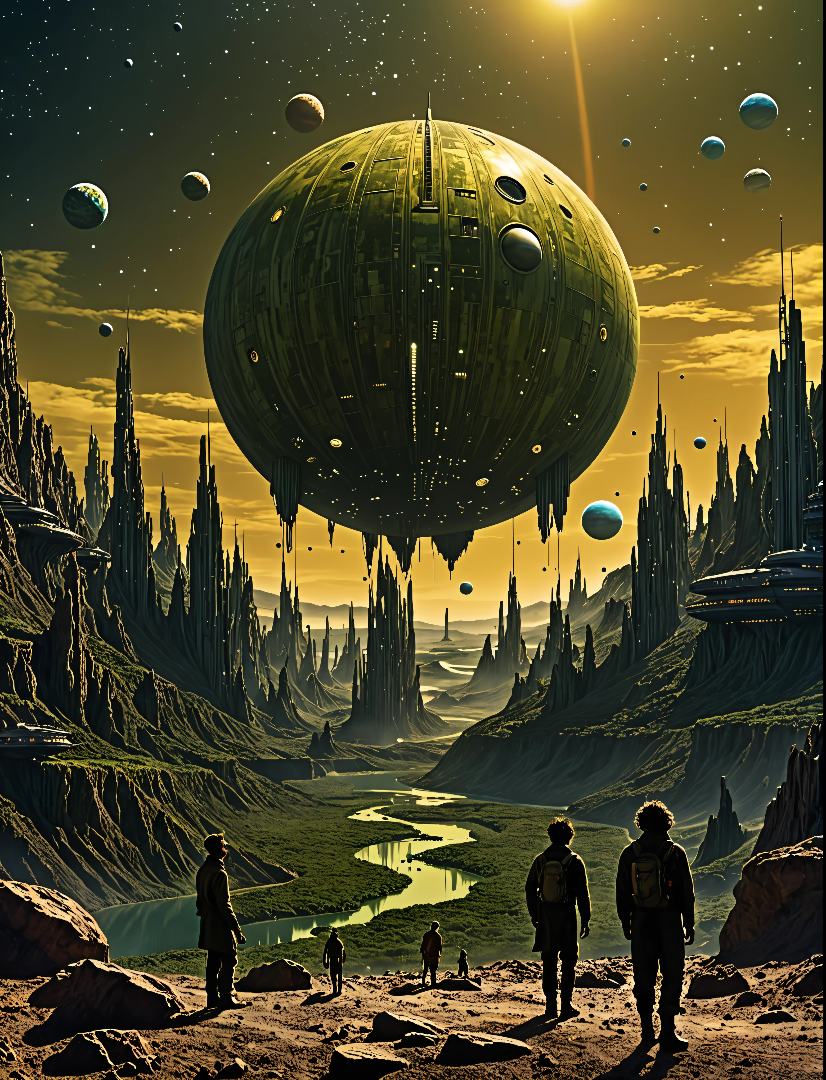 The strange space vehicle landed gently in the small hollow from where only it could be seen from the air.. In a few minutes it changed color like a chameleon., adapting to the color of the environment. Now it couldn't even be seen from the sky. In the heights where it landed, you could admire the mouth of a great river. Y ya casi cerca del mar, en medio de este, una isla. The strange crew members of the ship still could not know that that distant island was called ´´BUDA ISLAND´´.
Since these strange beings lost contact with the Planet where they came from, They were no longer able to enter the database they had there.. They would have to find out on their own what country they were in.; its geography, costumbres, idioma, as well as everything they needed to know about the humans who lived there. This and other reports would help them invade Planet Earth when the time came., with guarantees of success.
The first thing those space travelers got involved in was setting up a device that captured all the noises and radio and internet television broadcasts of that strange country.. And then pass it on to another device that made it translated for the understanding of these beings from a distant planet that belonged to a more than distant galaxy..PORTADA DE LUJO PARA UN LIBRO, cinematographic, 8k , ESTILO SANDMAN NEIL GAIMAN la prostituta del burdel y el poeta (La mejor calidad, Altas Resoluciones, realista:1.37), ultra detallado,
