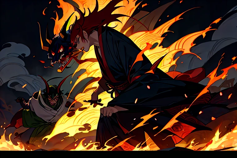"Japanese demons" and "only monsters", "Hyakki Yagyo" or "Night Parade of One Hundred Demons" is a Japanese folklore phenomenon where supernatural creatures such as yokai, demons, and ghosts form a procession and walk through the night. This event is said to strike fear into the hearts of those who encounter it, and meeting the procession at night is considered inauspicious,(Side angle))