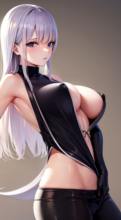 Very large breasts、Nipples、Sexy pose、Sexy Face、Evil female executive、villain、Provocative Swimsuit、Long gloves、White Hair、Eroi Sister
