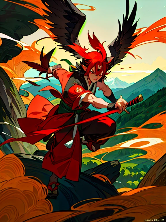 Tengu, Tengu is a supernatural being from Japanese folklore and mythology. Tengu are primarily associated with mountains and forests, and they are often depicted as human-like creatures with distinctive red faces and long noses. Some depictions also show them with wings.
Tengu are known for their mastery of swordsmanship, martial arts, and magical powers. They are sometimes portrayed as mischievous and capable of causing trouble for humans, but they are also regarded as protectors of the mountains and guardians of nature.