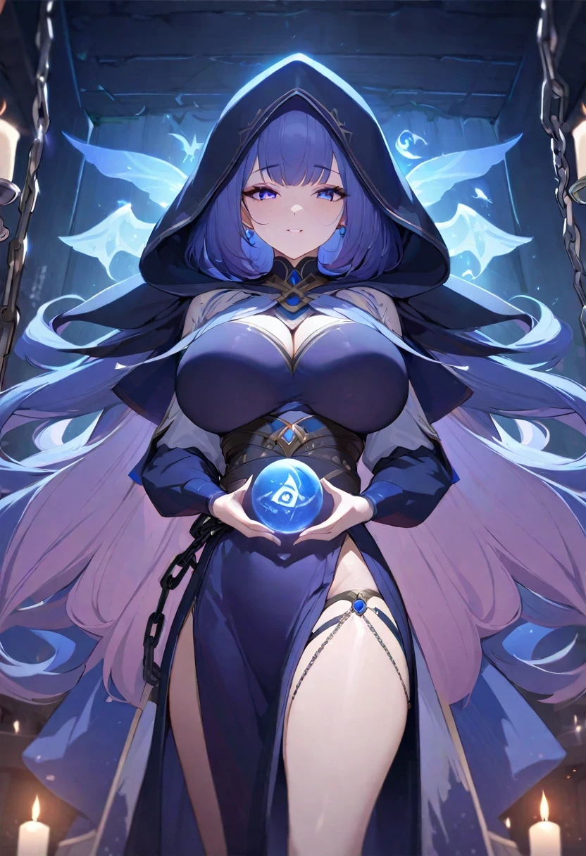 ((shylily/(Twich/))),(masterpiece:1.2),(best quality:1.2),, (1girl:1.3),(8K, Best quality, tmasterpiece:1.2),\(eye detailed\),\(Facial features\),(\(Clothes detail details\)\),(huge tit),full bodyesbian,(Facial focus) ,Very detailed CG unity 8K wallpaper,hugefilesize,ultra - detailed,A high resolution,absurderes,beautidful eyes,Ray traching,dramatic shadow,finely detailled,Dramatic angles,Hyper-detailing,egyptian style,(Ultra-high resolution),1girll,Solo,Soul glue,holding a glowing sphere, Bind the souls of the deceased,
Portrait,(Cowboy shot:1.2) ,Large breasts,view the viewer,
(Dark hooded robe with mysterious symbols and chains:1.3),In an old basement, Be surrounded by ethereal spirits and floating candles,
(Masterpiece:1.2),(Best quality:1.2),Intricate details,trending on artstationh