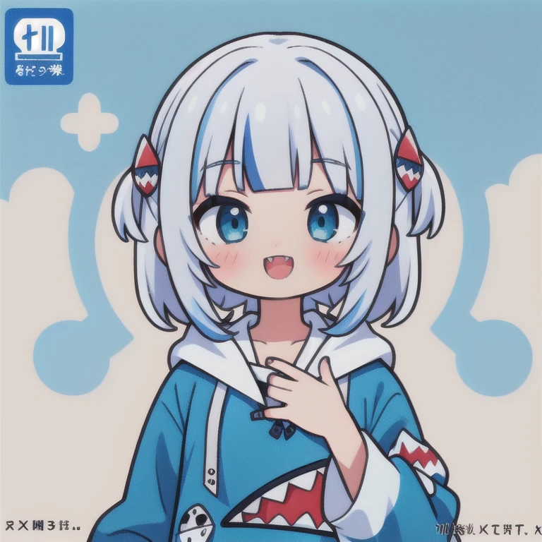 (masterpiece, highest quality), Intricate details, 8k, Art Station, wallpaper, Official Art, Splash Art, smile,
One girl, gawr mouth, Sharp teeth, shark tail, mouth_hoodie, blue hoodie, shark hair ornament, Face Focus, Blake excited, Happy,In the sea,((upper body:1.5)),((manga cover:1.5)),soro,(looking up)
