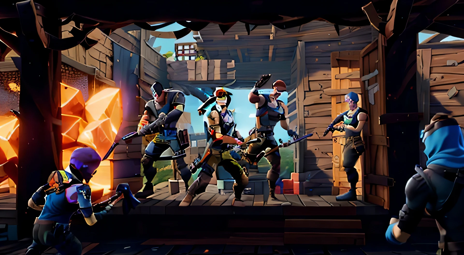 Fighting guards from fortnite game