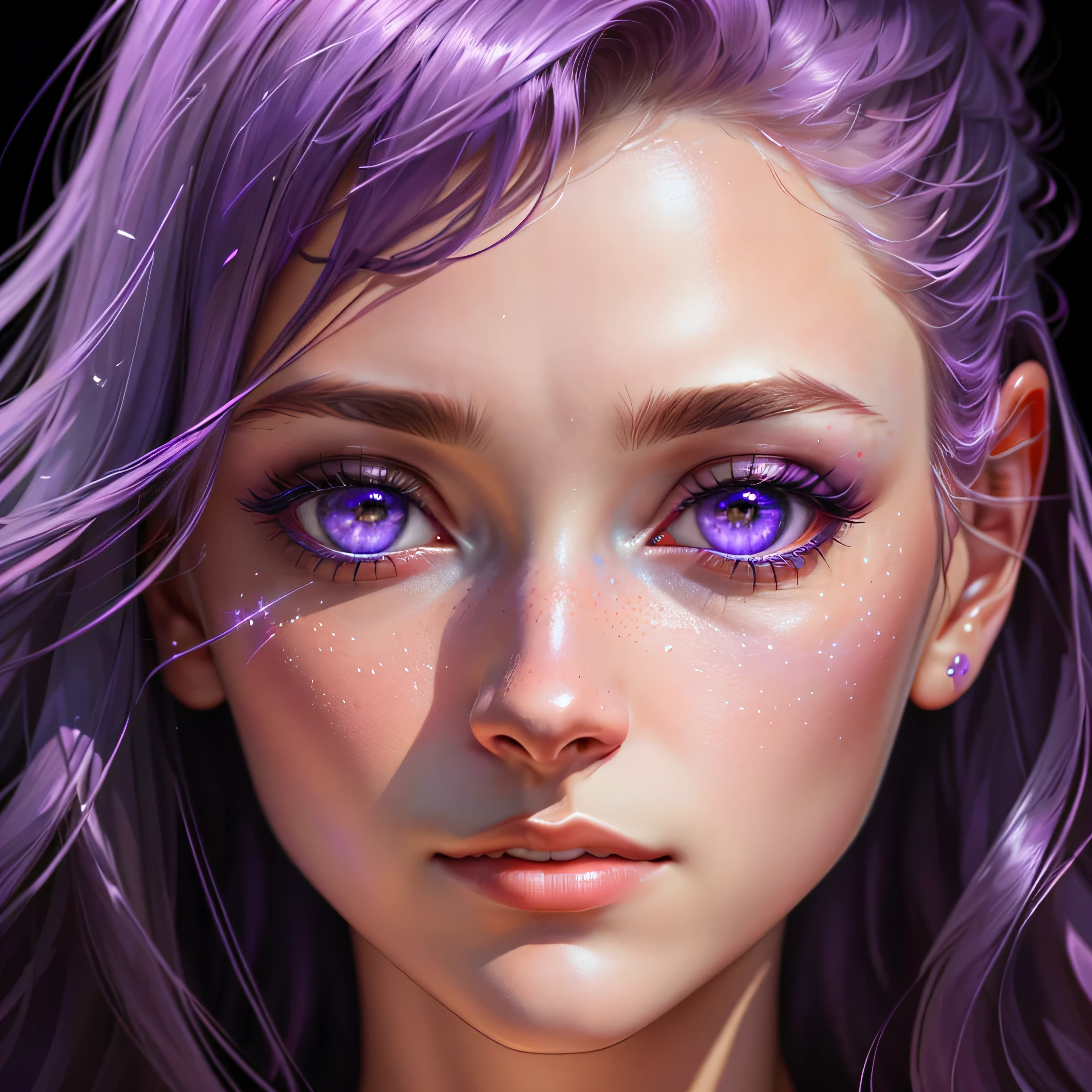 there is a close up of a woman with purple galaxy eyes, realistic digital art 4k, realistic digital art 4 k, detailed painting 4 k, hyperrealistic digital painting, ultra realistic digital painting, highly realistic digital art, 4k highly detailed digital art, beautiful digital artwork, ultra-realistic digital art, hyperrealistic digital art, ultrarealistic digital ar