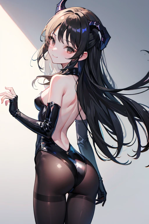 draw the face carefully Black leotard Black Pantyhose smile Lure Succubus Rear view
