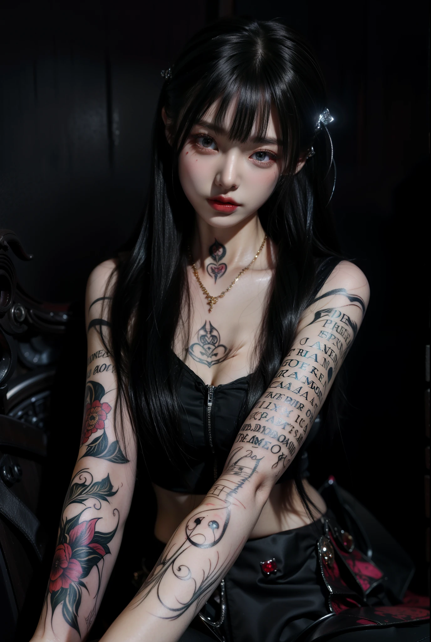 Detailed image quality,pandora witch,wing, Succubus Theme,堕落Angel,Excellent,scary,Secret Terror,Tentacles,With eyes,Uncanny Valley Effect,Blood Moon,skeleton,vampire,Hellfire,Dark Queen,Angel,magician magic witch,16岁Angel,eyes are blue(Pupils as deep as the starry sky),Gorgeous tattoo designs all over the body,tattoo queen,gorgeous clothes(Rich in details),Gold decoration,breasts symmetrical