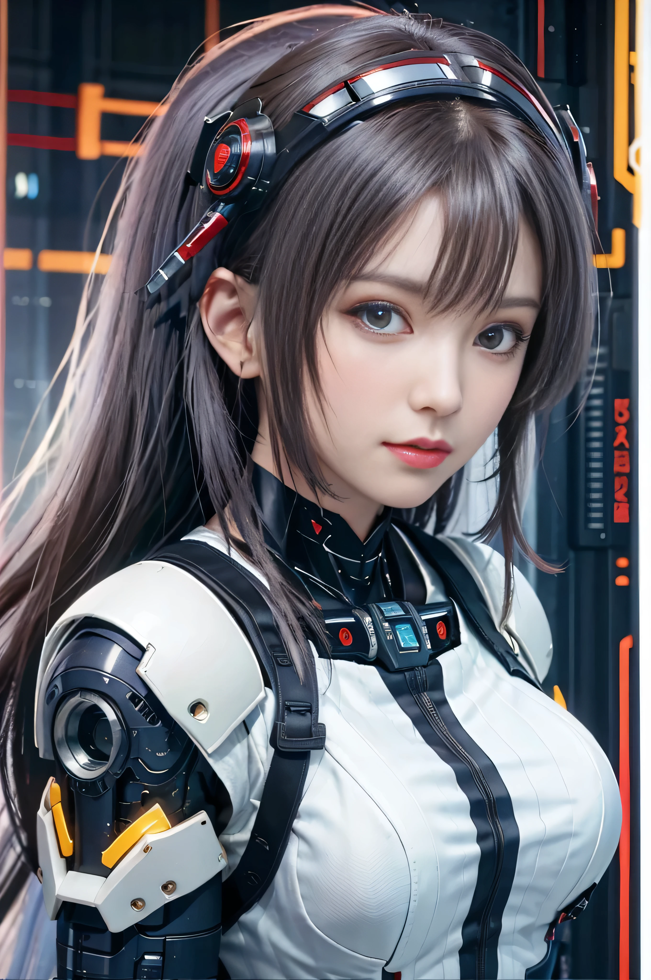 RAW quality, Highest quality, Woman in futuristic costume with futuristic helmet and futuristic sword, Trending on cgstation, Trending on cgstation, Portrait of a girl in the Knights of the Zodiac, Cute Cyborg Girl, Perfect android girl, Portrait Anime Astronaut Girl, Beautiful girl cyborg, Girl wearing mecha cyber armor, Game CG, cgsociety と fenghua zhong, Beautiful Cyborg Shrine Maiden,