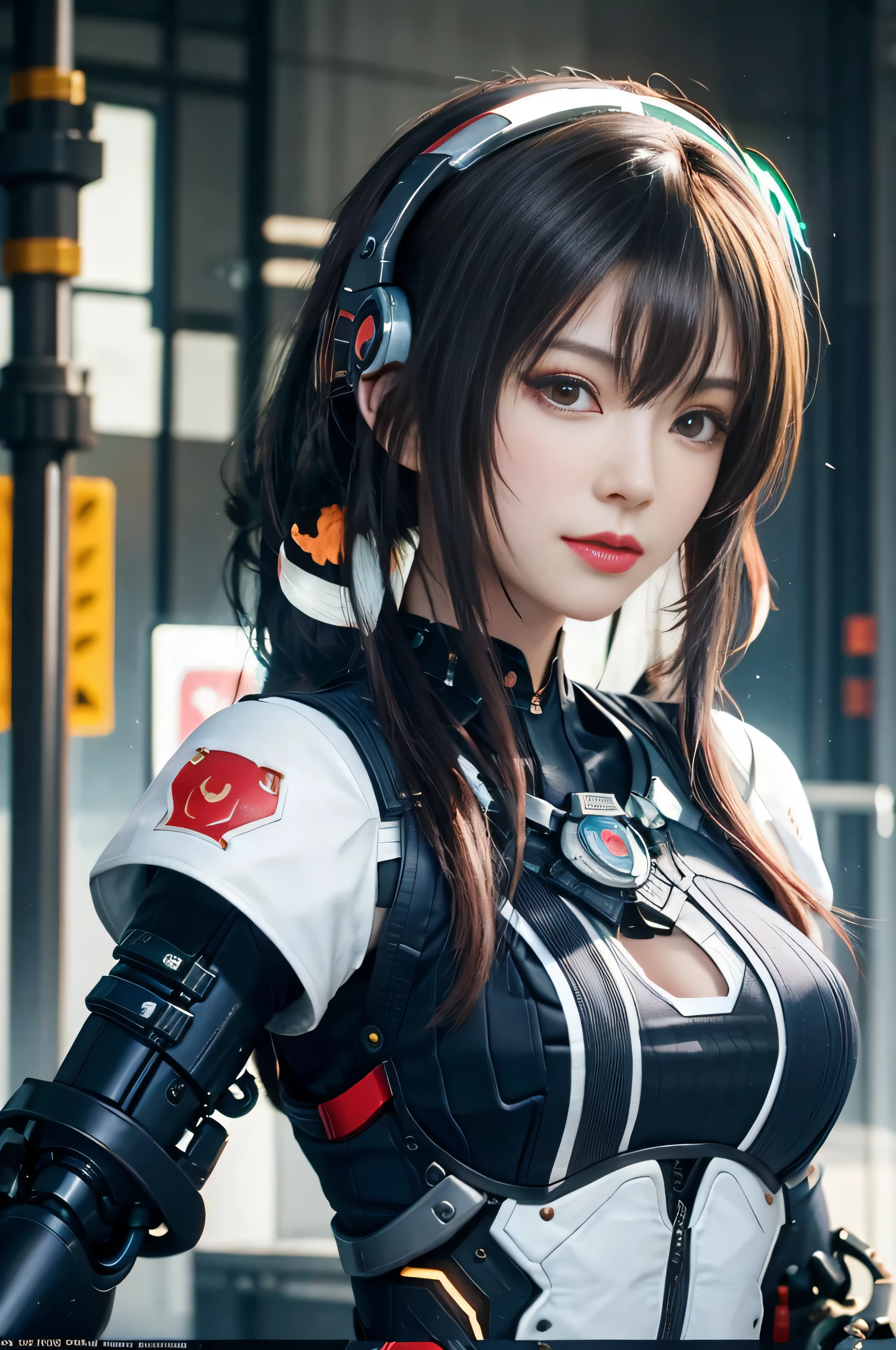 RAW quality, Highest quality, Woman in futuristic costume with futuristic helmet and futuristic sword, Trending on cgstation, Trending on cgstation, Portrait of a girl in the Knights of the Zodiac, Cute Cyborg Girl, Perfect android girl, Portrait Anime Astronaut Girl, Beautiful girl cyborg, Girl wearing mecha cyber armor, Game CG, cgsociety と fenghua zhong, Beautiful Cyborg Shrine Maiden,