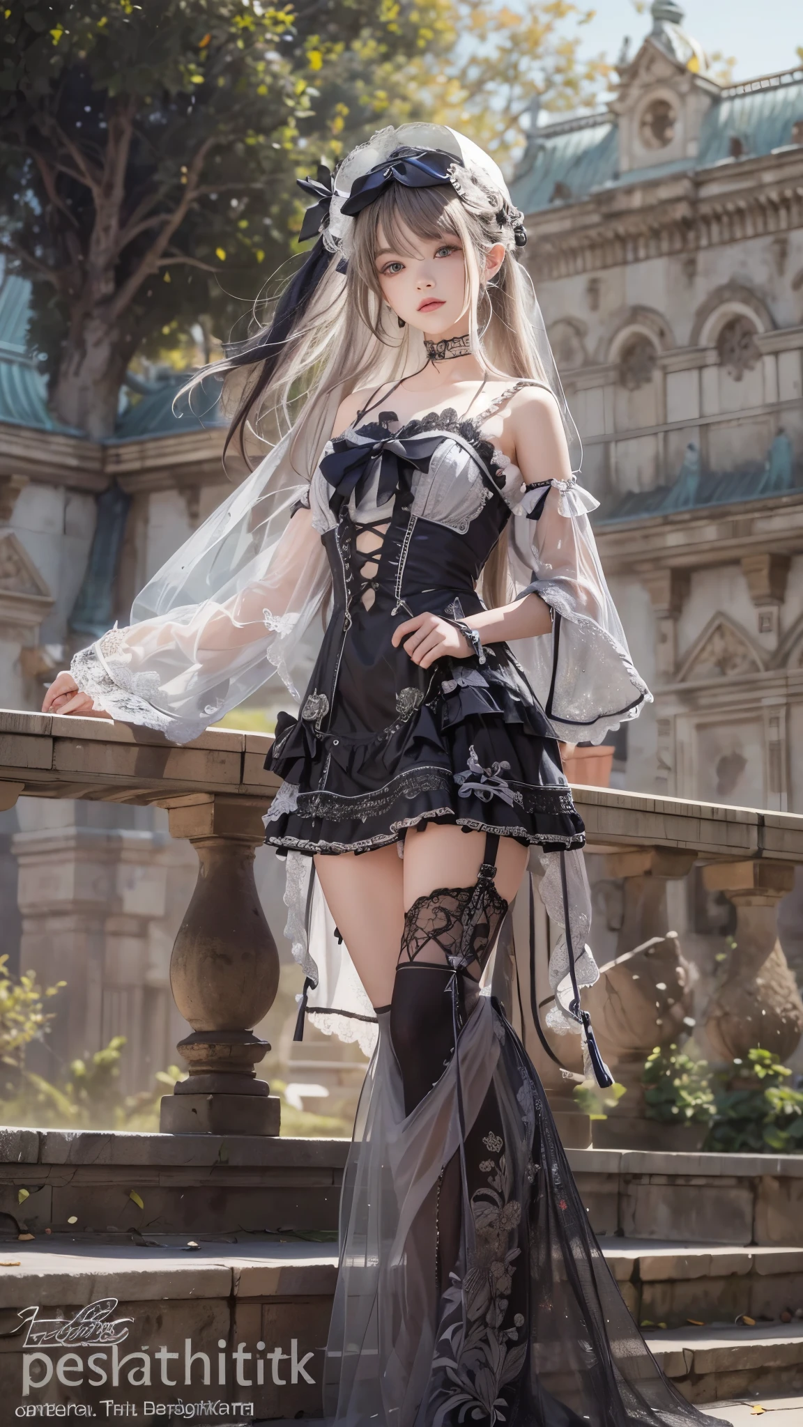 （8k， RAW photos， Best quality， masterpiece：1.2），(facing the audience:1.5),（Realistically， Shoot real：1.4)
，Center，ta clothing，Lace， Iris Gainsborough， Upper part of the body， underwear，Expose bare shoulders， external， ancient castle， high quality， High Detail Skin， Looking at the audience，