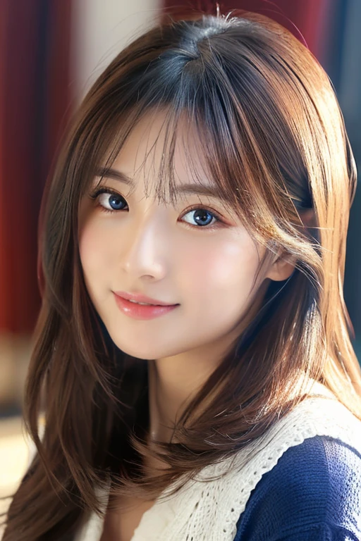 (((32k,Attention to details,Attention to detail、masterpiece,Attention to detail,alone))),RAW Photos & Realistic atmosphere,beautiful dark blue eyes,Mouth Details,glossy lips,Thin eyebrows,beautiful Eyes、Soft white skin that shines in every detail、sheの深い黒色の目はとてもbeautifulです,Lip details、とてもbeautiful顔,とてもbeautiful顔、Lively Faces,beautiful, Glowing Lips,beautiful Eyebrows,Infinite Reality, Realistic Young Gravure Idol,she'she'she'she'she'Very cute woman , Young Gravure Idol, Young Gravure Idol, とても美しくてかわいいbeautiful 21 year old girl,Incredibly beautiful and elegant,beautiful 21 year old girl,Natural soft light,(Shiny Hair,,beautiful and kind eyes:1.5),A kind smile,well-shaped chest,Medium Long Hair,Tying up hair,beautiful posture,No makeup,Looking to the future,Red Shirt,