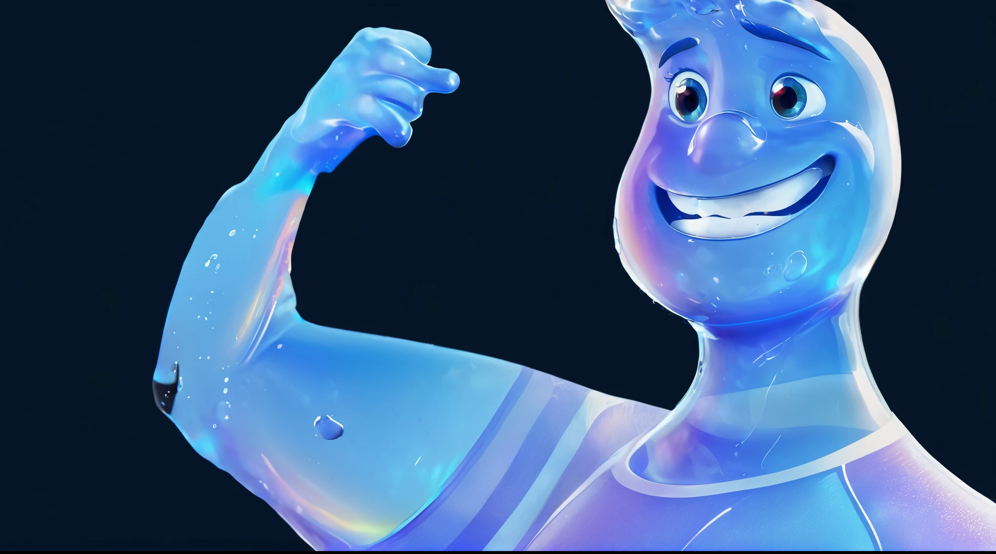 wade concept art, !!emotion fear!! wade open mouth ! wade emotion fear, glossy texture, smooth 3d model, multiple light sources, rim light, sharp post effects render, (glossy plastic texture with multiple big light probe refractions), perfect cgi, smooth silhouette, high intensity refraction, (super glossy material), most beautiful vfx, blue background, plastic refractions, realistic, 4k, high resolution, rim light, photo shoot, commercial photo, profile shot, 4k, rim light, high resolution, 4k, glossy texture, smooth 3d model, multiple light sources, rim light, sharp post effects render, (glossy water texture with multiple big light probe refractions), perfect cgi, cgi art created only with gradients, smooth silhouette, high intensity refraction, (super glossy water material), most beautiful vfx, blue background, water refractions, multiple light sources, rim light, sharp post effects render, perfect cgi, digital art, detailed digital art, reflective, best quality, 4k, masterpiece:1.2, ultra-detailed, realistic, vivid colors, dark and moody lighting, The image of the highest quality, ensuring every detail showcased perfectly. It in 4k resolution, allowing viewers to immerse themselves in the richness of the colors and intricate details. The realistic rendering. under the spotlight, reflecting, high-resolution image, realistic rendering, dark background, and rim light photorealistic