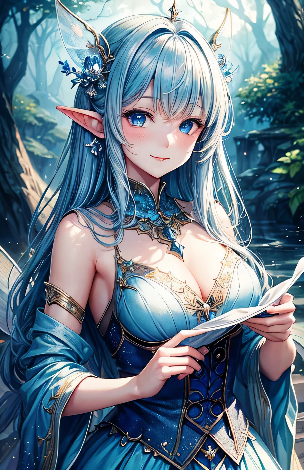 (masterpiece、8k、highest quality)、smiling smile、Detailed face、Detailed blue eyes、Close up portrait of woman in foam dress, Fantastic fairy tale, Beautiful fantasy art, Dreamy details, So magical and dreamy, Fantasy Beautiful, fairy tale artwork, very Beautiful fantasy art, fairy tale style, Heavenly Beauty, beautiful princess, Beautifully detailed fantasy, Beautiful digital artwork, Fantasy fairy tale, WLOP |, Fantastic fantasy, Ethereal!!!!!!!, Ethereal!!!