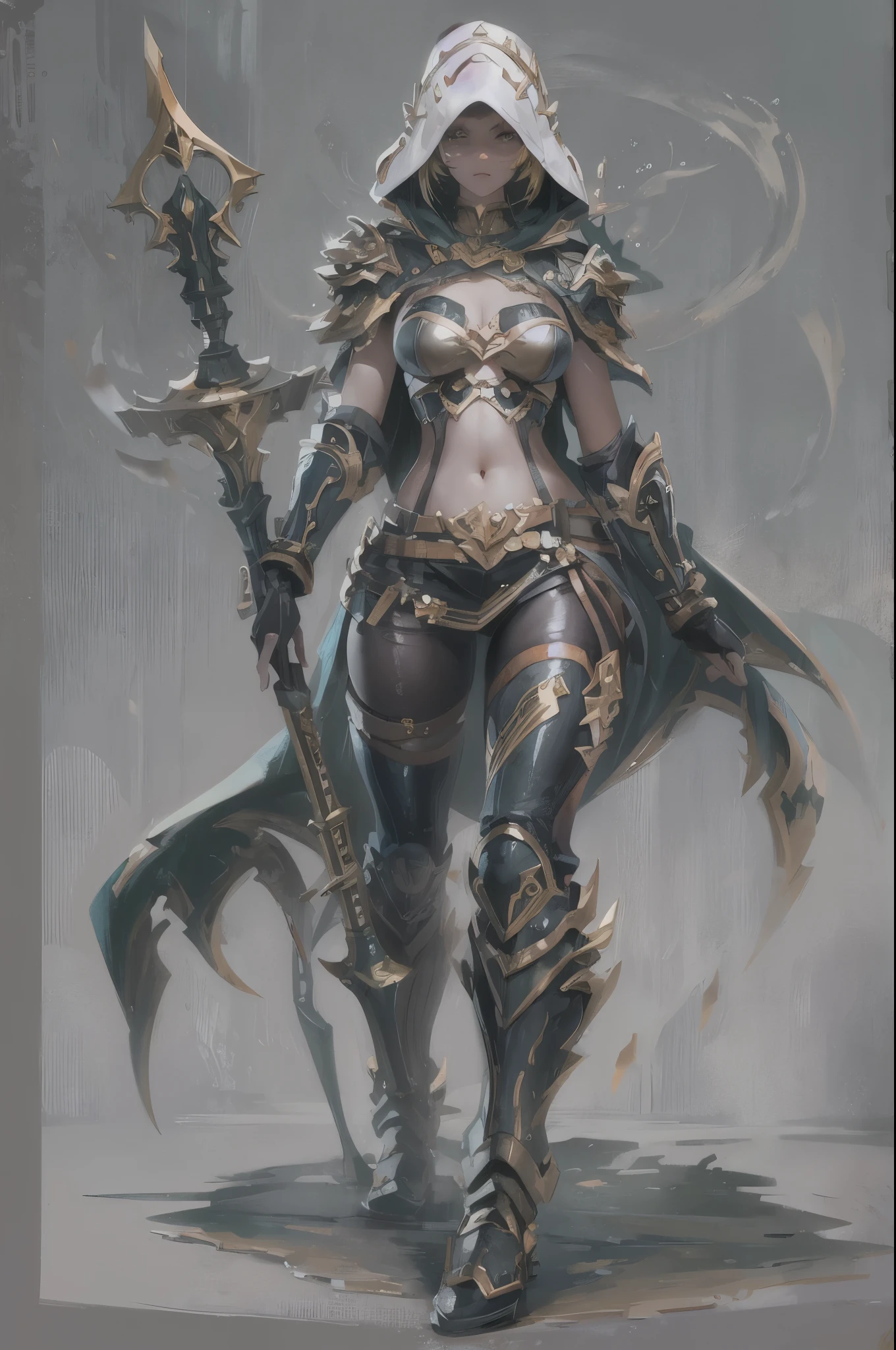 assasin, latex, masterpieces, 16k, HD, perfect angle, perfect, body shape, figure look like, creative, super detailed, weaponize, showing off, league of leagend art style, mythic, legend, full effect
