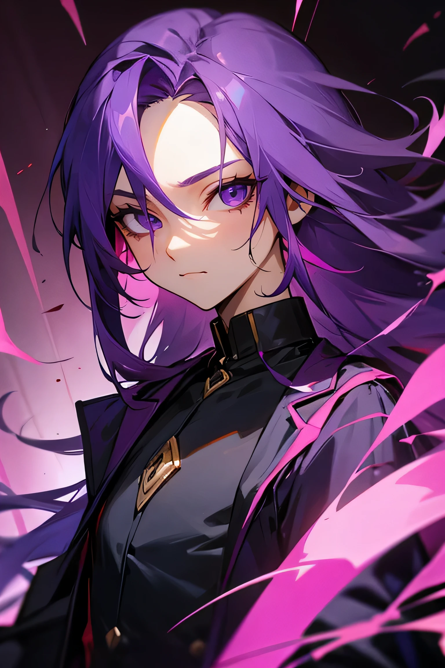 small male, long purple hair, manipulate blood
