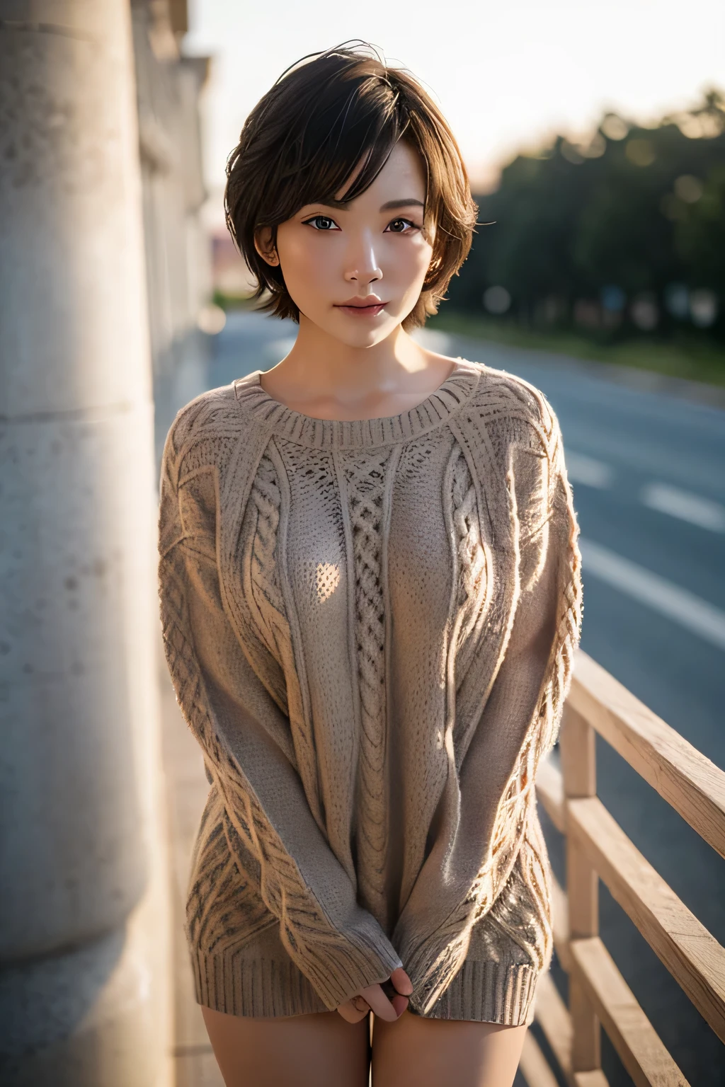 full body,orange cable knit sweater,1girl,solo,
(8k, RAW photo, best quality, masterpiece:1.3),(realistic, photo-realistic:1.37),realistic skin texture,(photorealistic:1.3),(hyperrealistic:1.2), short hair, 