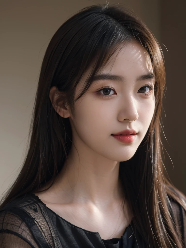 masterpiece, Best image quality, high quality, beautiful girl, Japanese, Japanese school girl, Popular Korean makeup, detailed, Swollen eyes, detailed eyes, detailed skin, beautiful skin, ultra high resolution, (Reality: 1.4), very beautiful, slightly younger face, beautiful skin, slim, (Surreal), (illustration), (high resolution), (8k), (highly detailed), (best illustration), (beautifully detailed eyes), (super detailed), (wallpaper), (detailed face), Looking at the audience, Fine details, detailed face, Purebred face_V1, Smile, Look straight ahead, Look straight ahead, From the waist up, Realistic photos, bright lights, Professional lighting, Blonde, Long hair, Dark Abandoned, big red moon, Gorgeous red and black dress, Mature woman,Kissshot Acerola Orion Heart Underblade