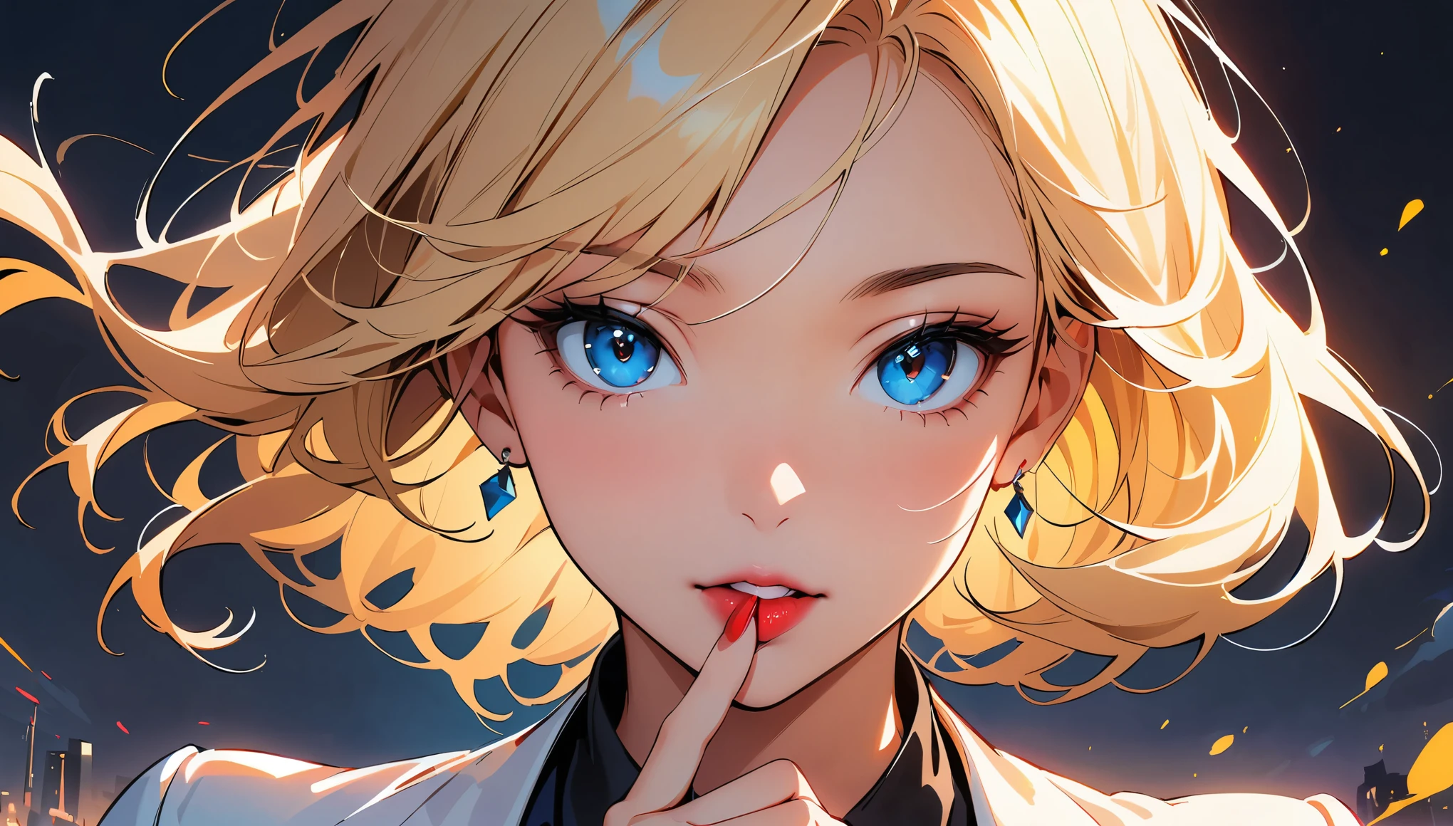 (high quality, 8k, 4K, High Contrast, masterpiece:1.2, 最high quality, Best aesthetics), Beautiful woman paints her lips with lipstick. Beautiful woman face, The finer details,