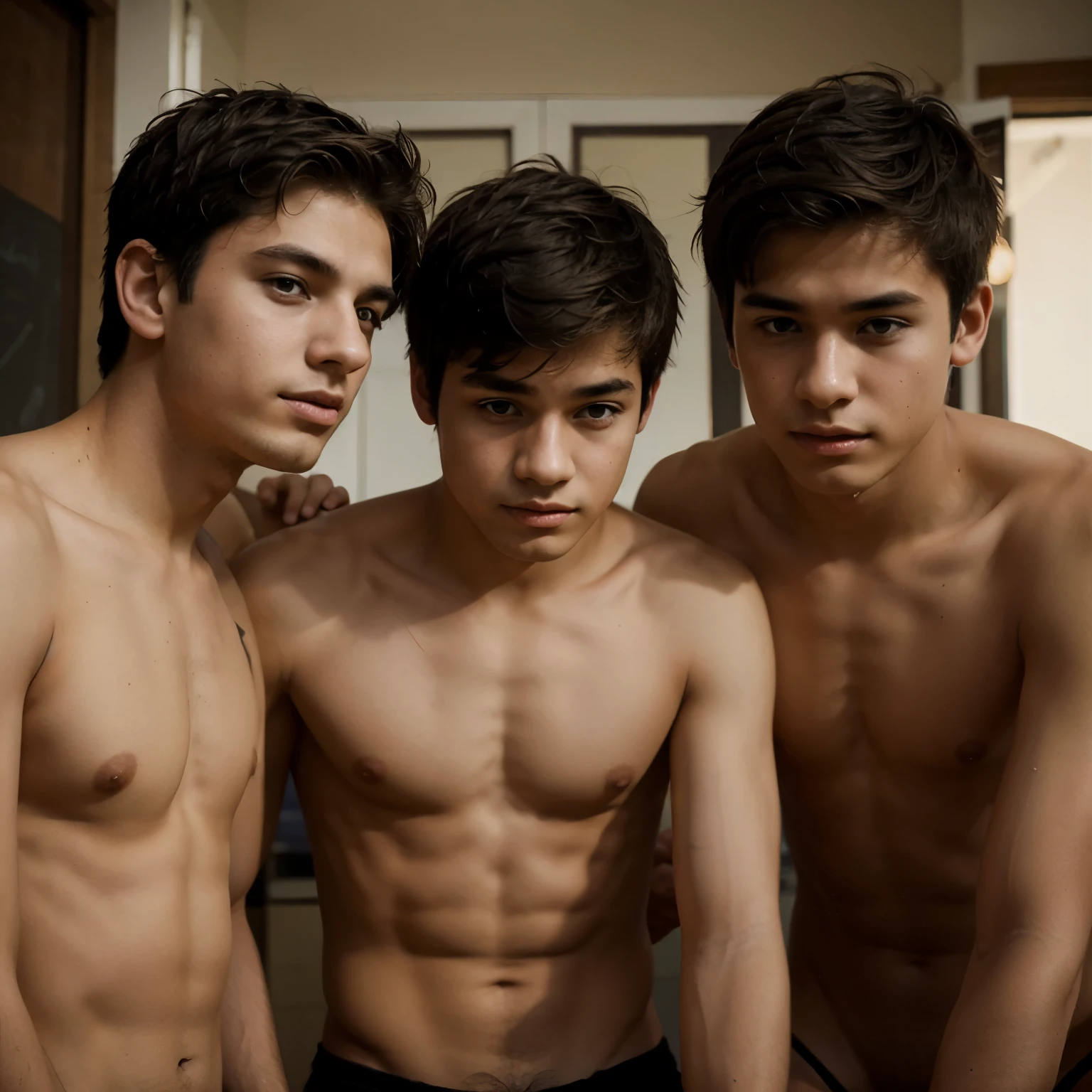 Drawn 3 young boys thinking