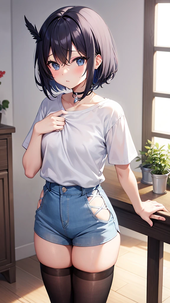 See-through shirt、Nipples are visible、blush