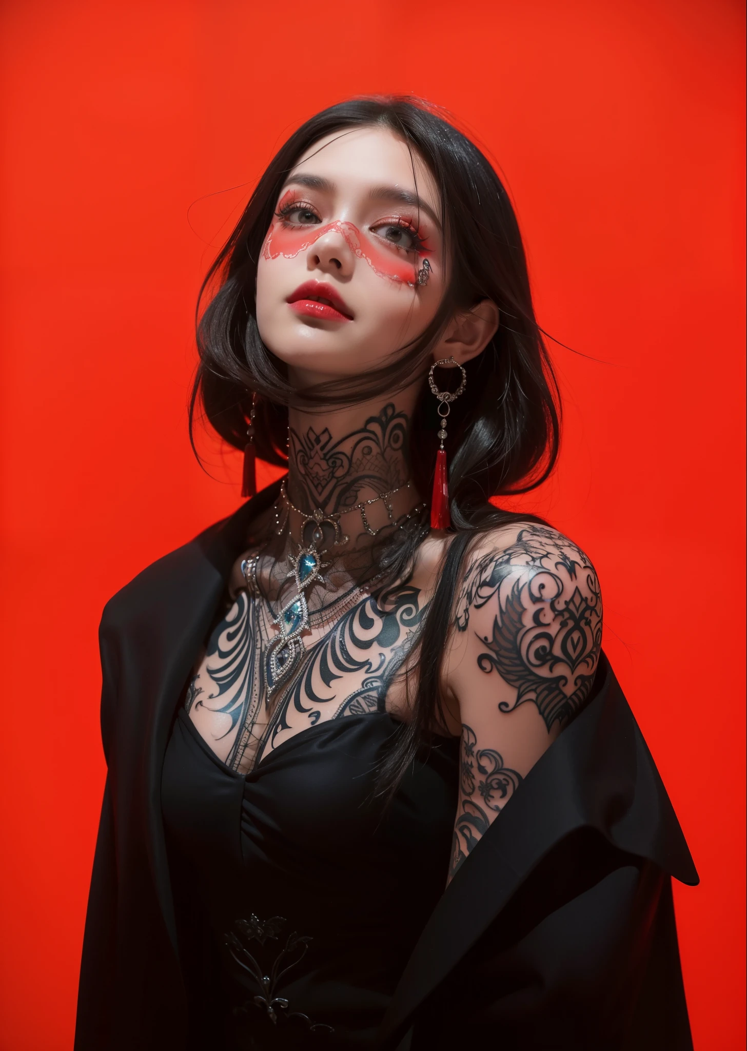 A woman with tattoos on her arms and chest - SeaArt AI