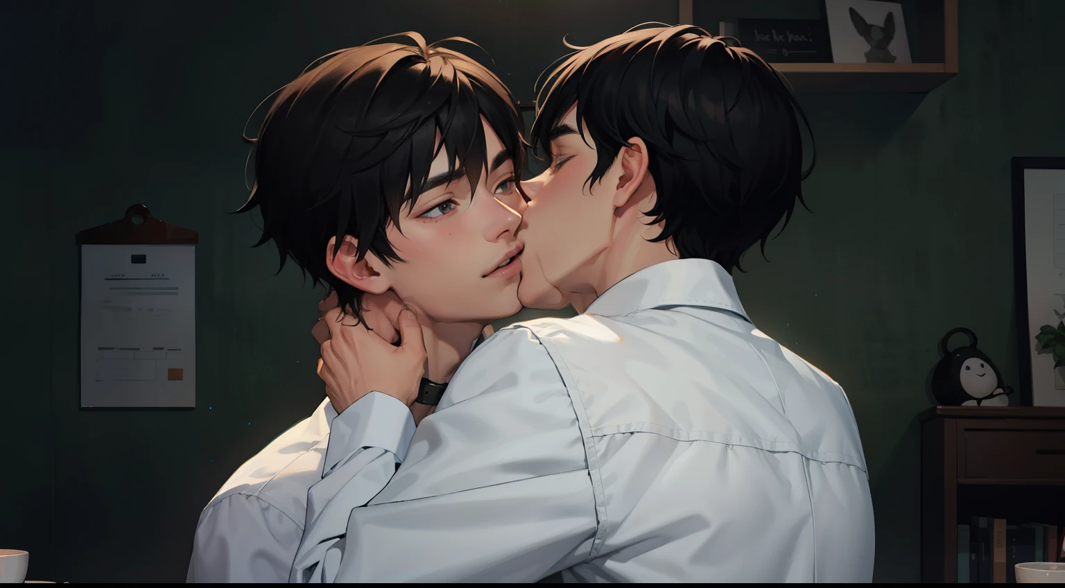 two boys kiss