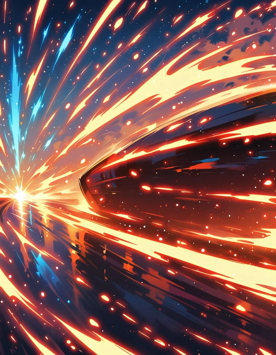 Magnificent futuristic universe starry sky,A car flies faster than the speed of light from the center of the screen,Sense of future technology:1.5,(Motion Blur :1.5),Motion Blur,afterimage