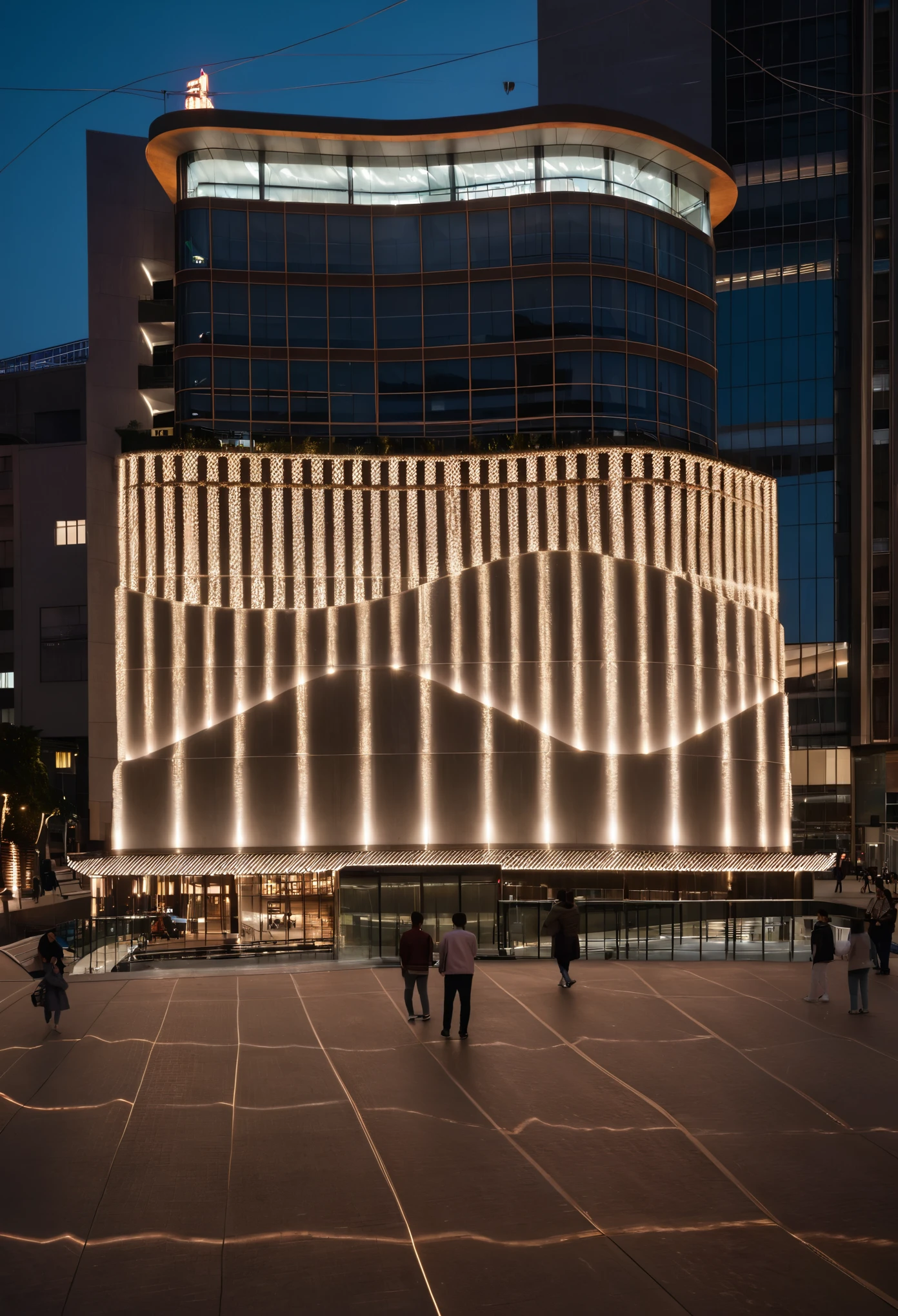 modern, public building, city centers, squares, urban landscape, cars, people, streets, reality, RAW photo, (high detailed skin:1.3), 8k uhd, dslr, soft lighting, ultra quality, film grain, Fujifilm XT3, sharp image, best qualitym, authentic, high quality