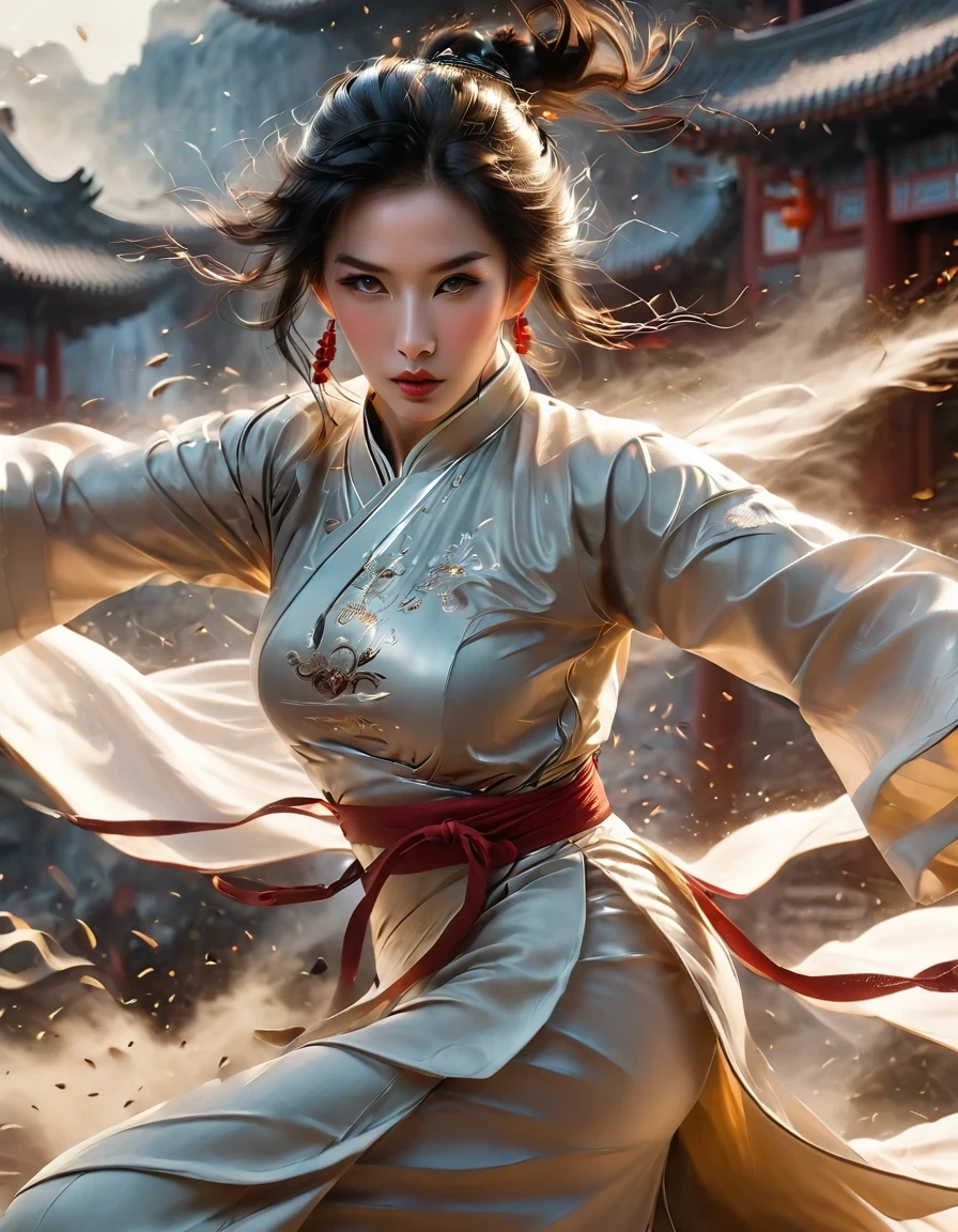 Motion Blur,Chinese Kongfu,Very detailed, high quality, masterpiece, fair, Motion trajectory, Motion trajectory, 1 girl, Solitary, whole body,