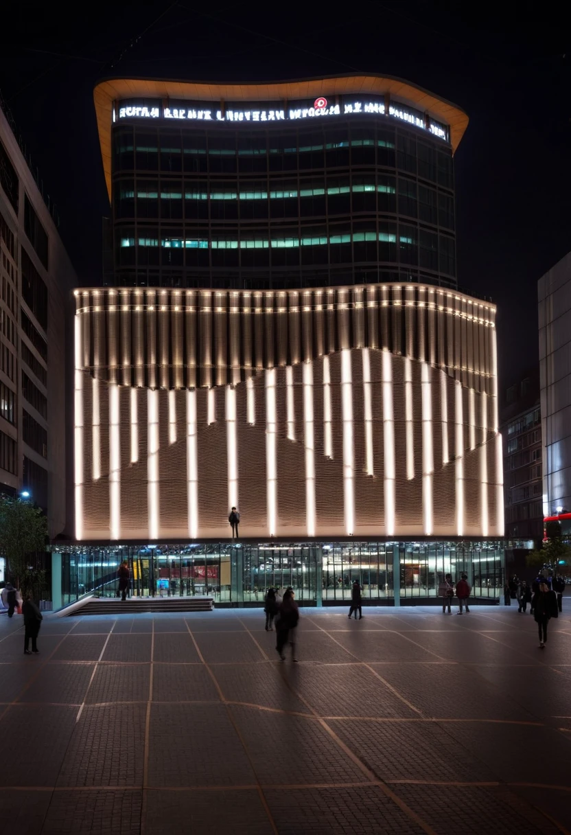 modern, public building, city centers, squares, urban landscape, cars, people, streets, reality, RAW photo, (high detailed skin:1.3), 8k uhd, dslr, soft lighting, ultra quality, film grain, Fujifilm XT3, sharp image, best qualitym, authentic, high quality