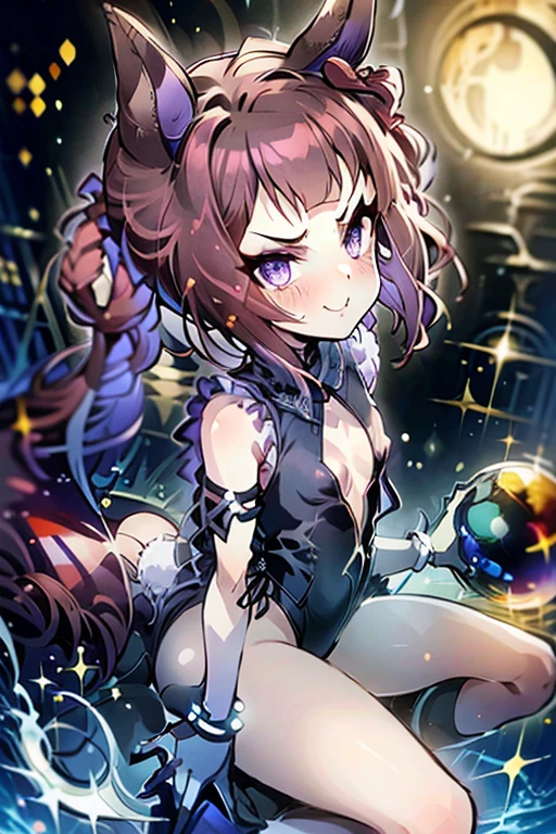 girl Baby Face Waistline barefoot Nipples Playboy Bunny Fake rabbit ears smile blush Sensual Provocative whole body Spread your legs low length High heels night Seductive Looking up