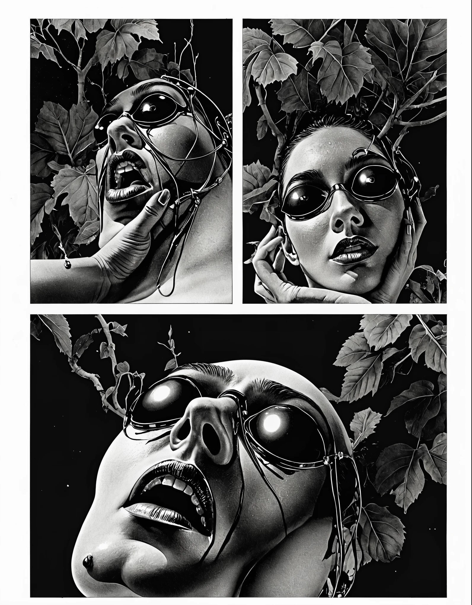 The strange plant shapes brushed his thin, bare calves before his cautious step and his stylized, soft hands were sometimes forced to remove incredible leaves never seen before.. De repente, en su avance y tras apenas recorrer escasos quince metros, Carmen felt a deep and peremptory sensation of sexual need located in her lower abdomen, falling to her knees on the crystalline and colorful floor.. She moved her left hand towards her sex., swollen and moist, y la derecha hacia su pecho derecho. A breast that, given the slightest touch and excitement, revealed a drop of breast milk on its upright and erect nipple.. He closed his eyes, He furrowed his eyebrows and his mouth transformed into a kissing grimace into a clear and devastating rictus of vast and sublime pleasure when he began a masturbation that his body and mind needed.. A floating sphere suddenly appeared before the lush vegetation to observe the maneuvers of the young and excited terrestrial woman..
- Aaahhh fuck...damn what the hell is happening to me.... Aaaahhh. Oh my god how hot I am! I... I come all fucked up and I have hardly touched myself... ooooh joooder!
"The approach analysis probe is active and close to the female test specimen," said Cir101., the central biogenesis of the alien planetary ship. Their communications were made at such a low frequency level that the young human female could not discern any sound from the source. The female's vital signs are stable but her heart rate and blood flow around her sex increase..
a.PORTADA DE LUJO PARA UN LIBRO, cinematographic, 8k , ESTILO SANDMAN NEIL GAIMAN la prostituta del burdel y el poeta (La mejor calidad, Altas Resoluciones, realista:1.37), ultra detallado,