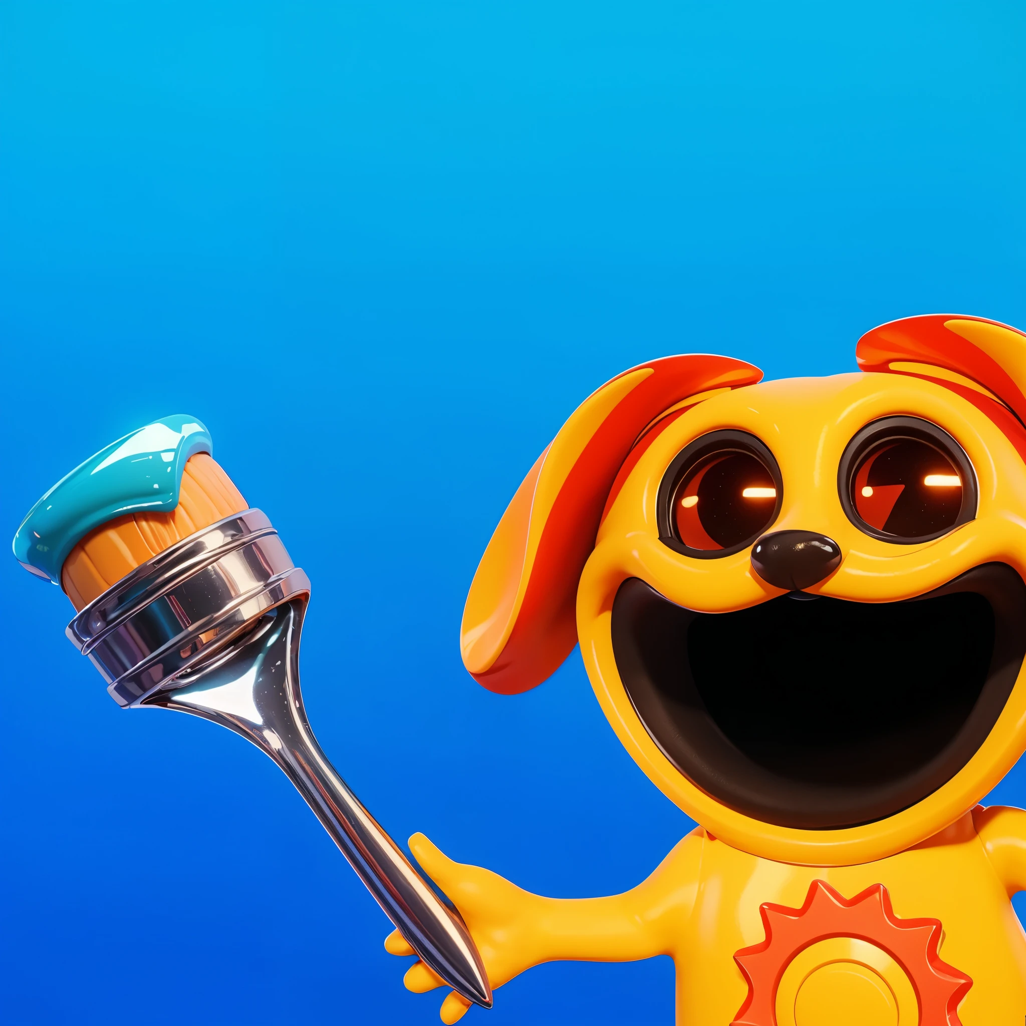 The image depicts a 3D character of a girl dressed in multicolored jester attire. She has a large red bow on her head, and her eyes are wide with surprise. She has her mouth open and appears to be pointing to the left. The background is a solid blue.Stylized 3D, chewing body, stylized character, 3D character, 3rd character A blue character with a hat, a sad face, and a yellow bow tie is standing in front of a door. It has two golden loops around its body. there is a blue-orange daddy long legs in a hat and a yellow rope, iconic character with high detail, 3 d illustration, 3D illustration, stylized digital illustration, art of mobile games, in the elevator, Digital illustration -, Game illustration, mobile game background, 2d digital illustration, evil. Bright colors. Cute, blue daddy long legs toy, glossy texture, smooth 3d model, A character head, wearing a pink dress and a crown, 3D icon for mobile game, cartoon key frame rendering, Cute 3D рендеринг, Friendly cat, zbrush color rendering. perfect cgi, cgi art created only with gradients, smooth silhouette, high intensity refraction, (plastic material), most beautiful vfx, blue background, plastic refractions, pink mommy long legs toy, smooth 3d model, multiple light sources, rim light, sharp post effects render, (gplastic texture with multiple big light probe refractions), perfect cgi, cgi art created only with gradients, smooth silhouette, high intensity refraction, (plastic material), most beautiful vfx, blue background, plastic refractionsмультяшная Young woman в красной юбке и синей рубашке, Чаки style, animated character, dancing character, 3rd character render, April render, 3rd character art, 3rd character, 3D character, cartoon character, Young woman, 3D rendering of characters 8k, Tuni, 3D rendering stylized