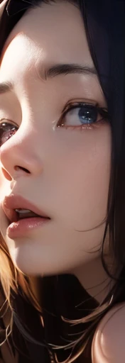 (((rosto redondo))), olhos dimensionamento realista, (droopy eyes), seios pequenos, (vestido casual desabotoado, transparent bra), (((large areolas and nipples))), ((seios closeup)), colar fino, ((no bar, beber, com sono)), teto,