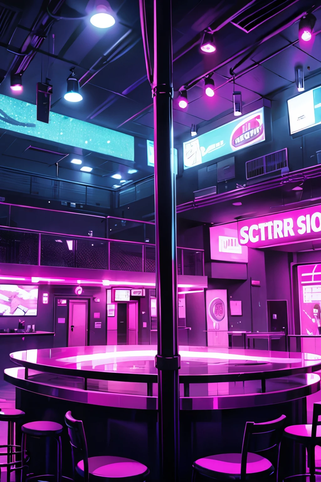 strip club guys, pole, empty room