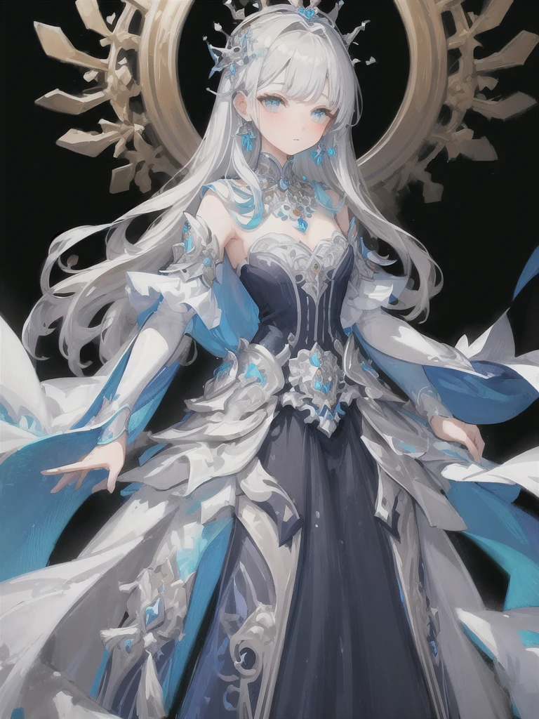 (masterpiece, highest quality: 1.4), Detailed Background, White Crystal, Crystal clusters,Long Hair,jewelry, Earrings, necklace, Crown, bride, Gray Hair, Hello,