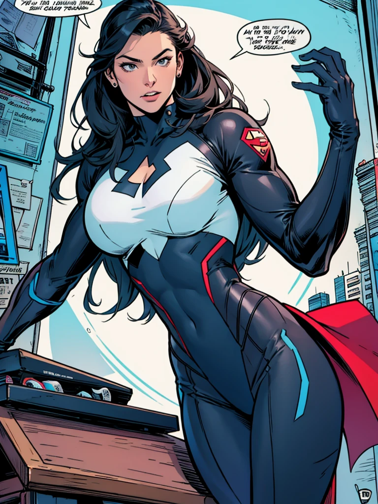 ultimate best quality, beautiful woman super hero,Speech bubble, big 