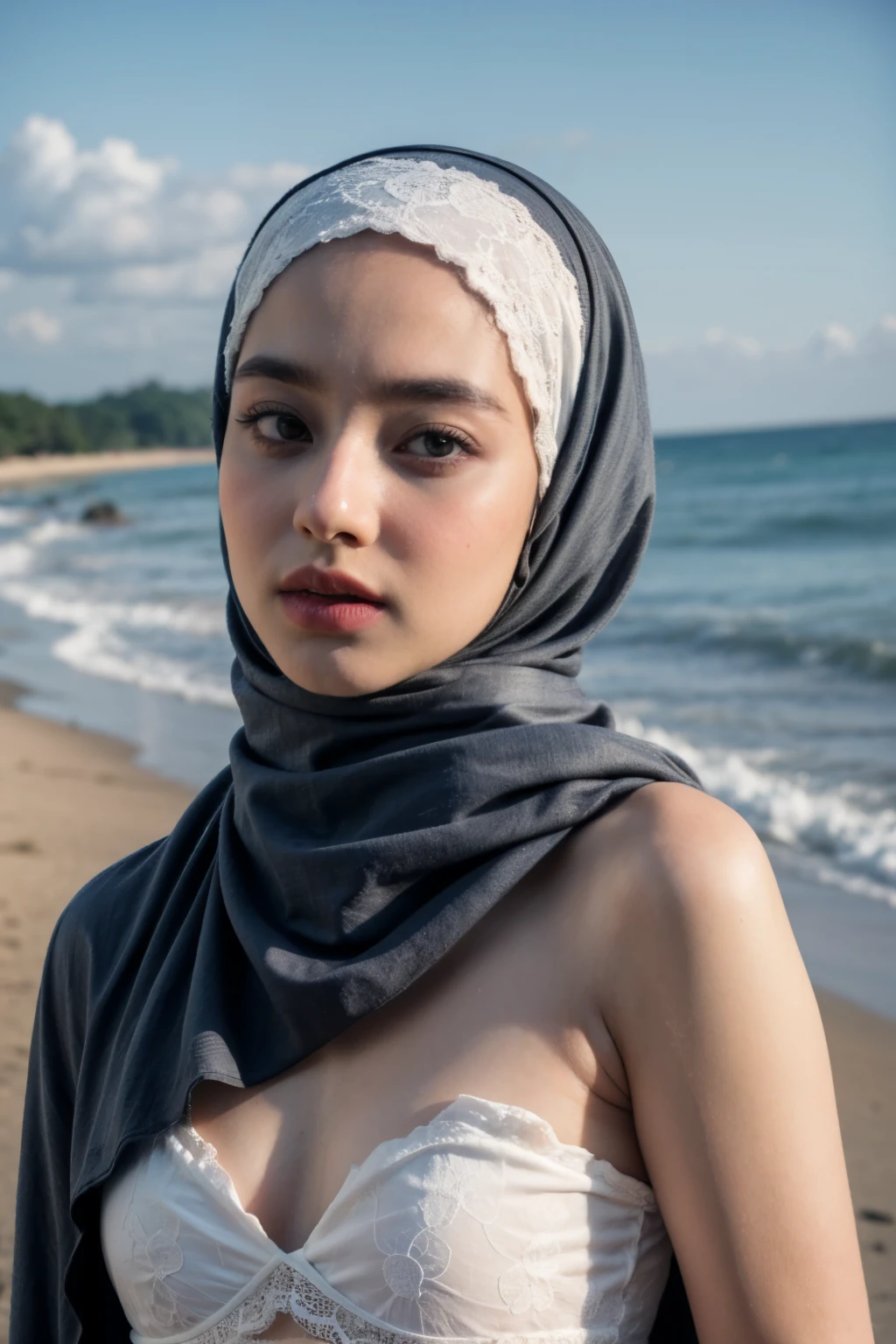 ((Cute hairy pussy)), Chubby, ((Flat Chest)), Naked, Angry pose, Angry face, (((HIJAB MALAY GIRL))), masutepiece, High quality, UHD 45K, Realistic face, Realistic skin feeling , A Malaysia Lady, 51 years old, , Very cute and baby-like face, (((FLAT CHEST))), (MATRIX WORLD), ((look In front at the camera and SADNESS)), ((())), (((CUTE GIRL))), ((BLUE PASTEL LIPS)), ((BLUE PASTEL LACE)), ((CHUBBY)), ((UNDRESS)). Brown, Flat Chest, Nudity on Cherating beach