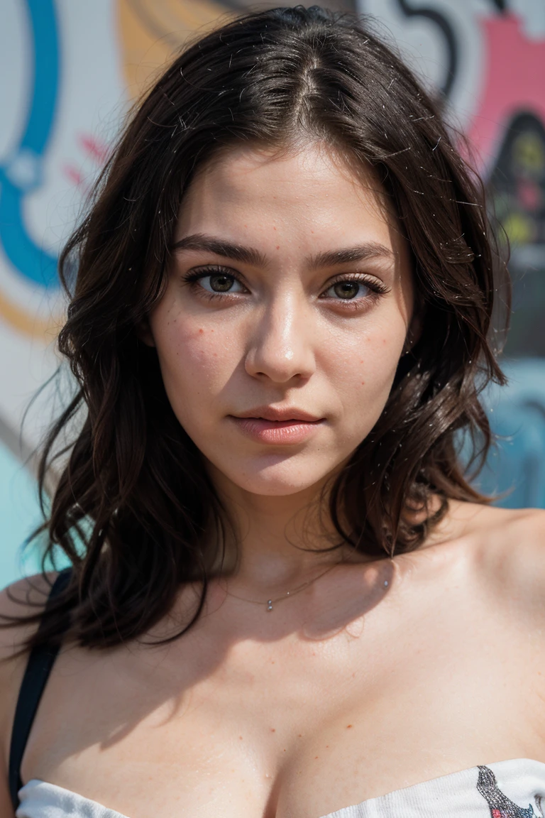 1girls, Nur, green Hair , 24 years old , 1 detailed girl, contemporary realistic gradient, piscine, maillot de bain, Photographie, Photographie-couleur, portraits, street art, vie citadine, live (location, analogique, film Kodak) Marta Bevacqua,
  best quality, photo \(moyenne\), Realistic,(Very detailed face:1.2), (very detailed eyes:1.2),epic, Magnifique, grain de film, granuleux,Very detailed, detailed skin texture, cheveux courts, Let your hair be shoulder level and slightly above your shoulders, les pointes de vos cheveux seront vertes, surtout vertes !  May it be extremely perfect and realistic, let it be a stylish and beautiful ?????? set decorated with stones. Best Quality, 8K, Masterpiece:1.3)), Focus: 1.2, Perfect Body Beauty: 1.4, ????: 1.2, ,  High Detail Facial and Skin Texture, Thin Eyes, Double Eyelids, , Smile, 